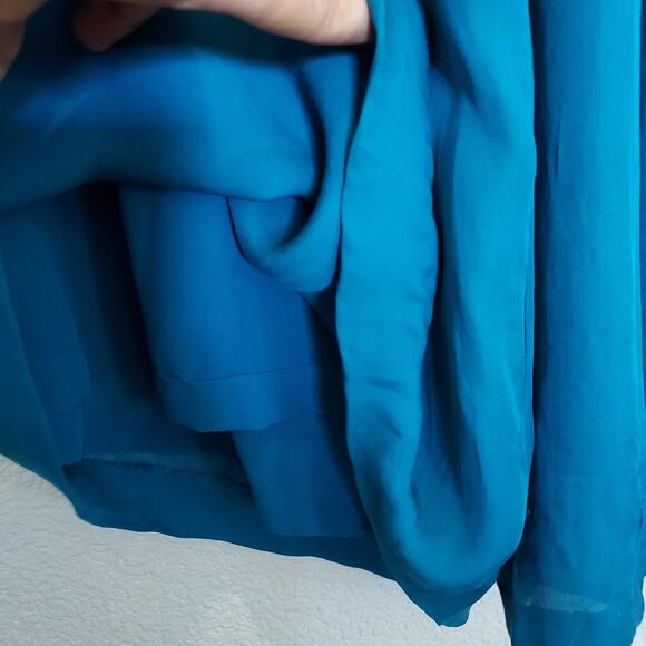 Anthropologie's Elevenses Teal Blue Super Wide Leg Palazzo Pants Pleats Size 10 - Picture 7 of 12